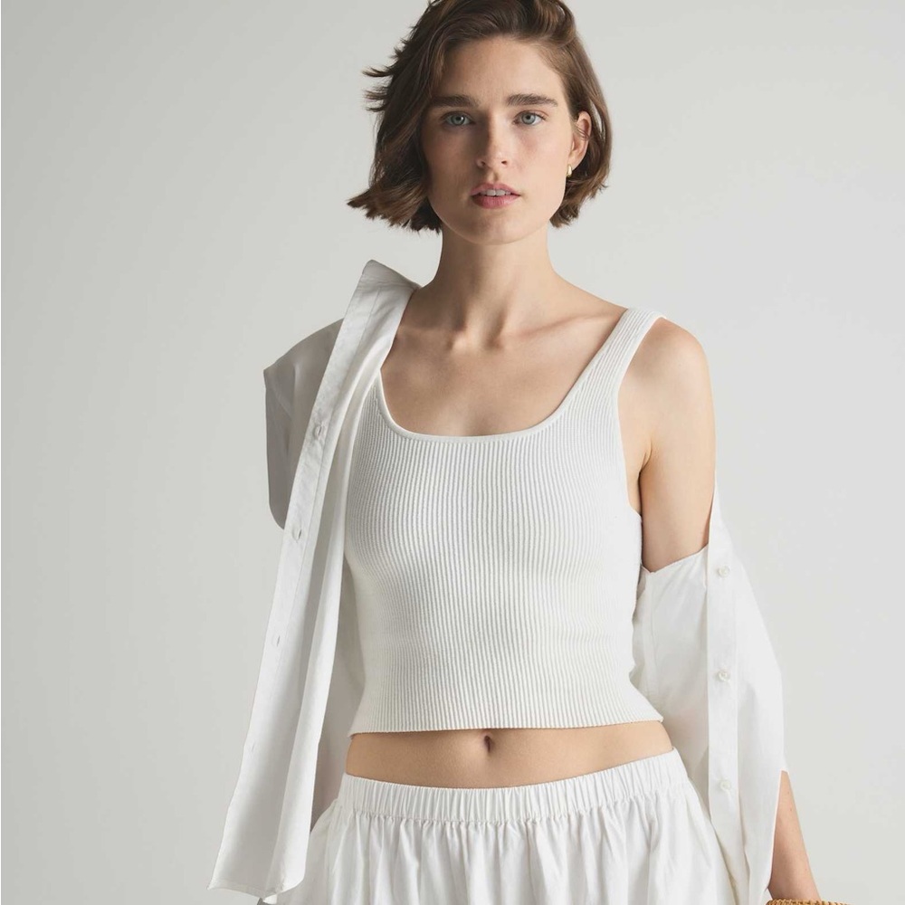 Quince White Ribbed Tank Top